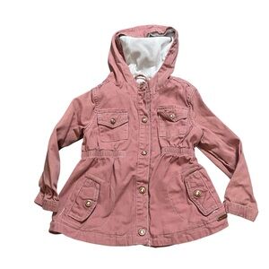 Tahari Girls Blush Mauve Hooded Jacket Snap Buttons Fitted Size 3T